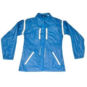 Vintage Wiley Woman Rain Coat Jacket Size Medium Baby Blue Windbreaker